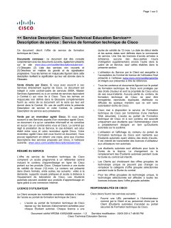 Cisco Technical Education Service Service de formation technique de Cisco