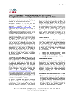 Cisco Technical Services Advantage Avantage des services techniques de Cisco