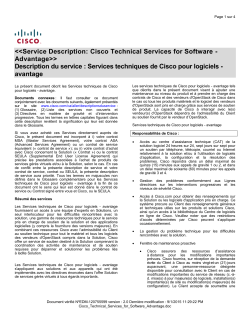 Technical Services for Software - Advantage Services techniques de Cisco pour logiciels - avantage