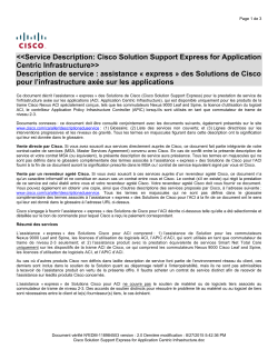 Cisco Solution Support Express for Application Centric Infrastructure Assistance express des Solutions de Cisco pour l infrastructure ax e sur les applications