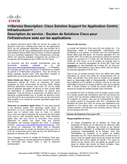 Cisco Solution Support for Application Centric Infrastructure Soutien de Solutions Cisco pour l'infrastructure ax e sur les applications