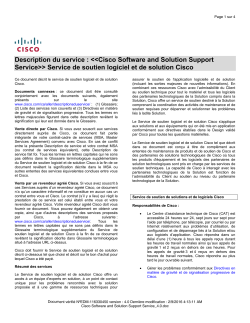 Cisco Solution Support for Software Services Service de soutien logiciel et de solution Cisco