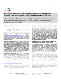 Cisco Compliance Management and Configuration Service Service de gestion de la conformit et de configuration de Cisco (Compliance Management and Configuration Service, CMCS)