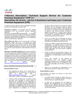 Technical Support Service CPE Service d assistance technique pour Customer Premises Equipment (CPE)