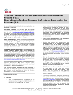 Cisco Services for Intrusion Prevention System (IPS) Services pour le syst me de pr vention des intrusions de Cisco (Intrusion Prevention System, IPS)