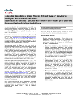 Cisco Mission-Critical Support Service for Intelligent Automation Products Service de soutien strat gique pour produits d'automatisation intelligente de Cisco