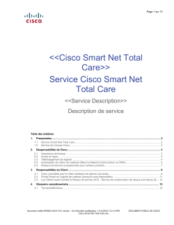 Cisco Smart Net Total Care Service Cisco Smart Net Total Care