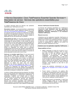 Cisco TelePresence Essential Operate Services Services des op&eacute;rations essentielles pour la solution TelePresence de Cisco