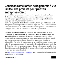 Am&eacute;lioration de la garantie mat&eacute;rielle limit&eacute;e &agrave; vie pour les produits Cisco Small Business