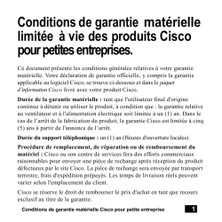 Conditions de garantie mat&eacute;rielle limit&eacute;e &agrave; vie pour les produits Cisco Small Business