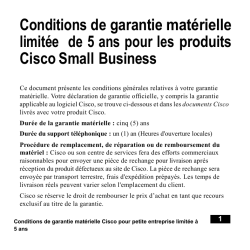 Conditions de garantie mat&eacute;rielle limit&eacute;e &agrave; 5 ans pour les produits Cisco Small Business