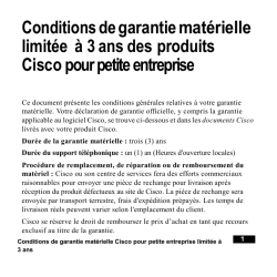 Conditions de garantie mat&eacute;rielle limit&eacute;e &agrave; 3 ans pour les produits Cisco Small Business