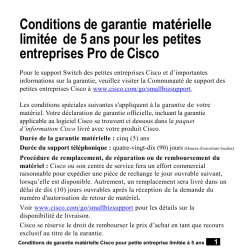 Conditions de garantie mat&eacute;rielle limit&eacute;e &agrave; 5 ans pour les produits Cisco Small Business Pro