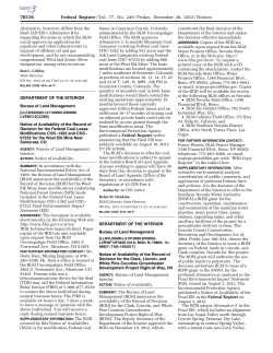 BLM Notice of Availability of the ROD