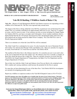 Bureau of Land Management (BLM) Vale District resources are responding to three wildfires off of Interstate-84.