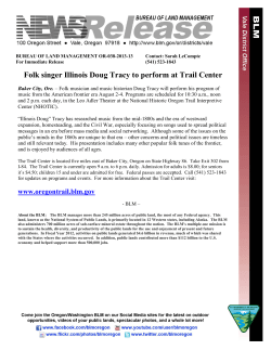 Folk musician and music historian Doug Tracy will perform his program of music from the American frontier era August 2-4. Programs are scheduled for 10:30 a.m., noon and 2 p.m. each day, in the Leo Adler Theater at the National Historic Oregon Trail Interpretive Center (NHOTIC) in Baker City, OR.