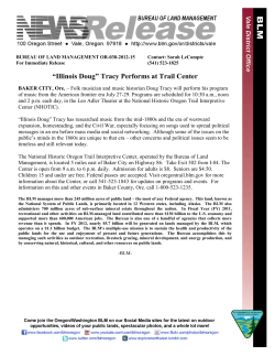 Folk musician and music historian Doug Tracy will perform his program of music from the American frontier era July 27-29. Programs are scheduled for 10:30 a.m., noon and 2 p.m. each day, in the Leo Adler Theater at the National Historic Oregon Trail Interpretive Center (NHOTIC).