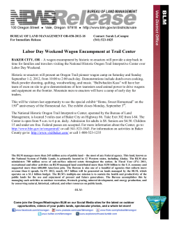 A wagon encampment by historic re-enactors will provide a step back in time for families and travelers visiting the National Historic Oregon Trail Interpretive Center over Labor Day Weekend. Historic re-enactors will present an Oregon Trail pioneer wagon camp on Saturday and Sunday September 1-2, 2012, from 10:00 to 2:00 each day. Demonstrations include dutch-oven cooking, black powder shooting, quilting, woodworking, and music. "Bullwhackin Kass" will have her team of oxen on site to give demonstrations of how teamsters used animal power to drive wagons and equipment on the frontier. Mountain men re-enactors will have a camp of early day fur traders.
