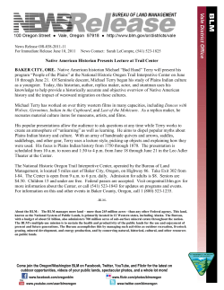 BAKER CITY, ORE. -- Native American historian Michael "Bad Hand" Terry will present his program "People of the Plains" at the National Historic Oregon Trail Interpretive Center on June 18 through June 21. Of Seminole descent, Michael Terry began his study of Plains Indian culture as a youngster.