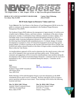 The Southeast Oregon RMP addresses the management of approximately 4.6 million acres of public land in Malheur, Harney, and Grant counties. Amendment of this plan is being proposed to consider: (1) information from wilderness character inventory updates, (2) a reasonable range of travel management allocation/designation alternatives, and (3) a reasonable range of grazing management alternatives. In addition, the BLM will address the following issues during the plan amendment process: (1) climate change, (2) energy development as it pertains to Areas of Critical Environmental Concern and Sage-grouse priority habitat, (3) effects of grazing on the Owyhee Wild and Scenic River corridor, and (4) BLM sub-surface mineral resources in the State of Oregon surface ownership Stockade Block within the Vale District.