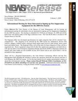 Informational Meeting for those Interested in Signing up Fire Suppression Equipment for the 2009 Fire Season