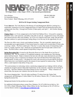 BLM in SE Oregon Seeking Campground Hosts