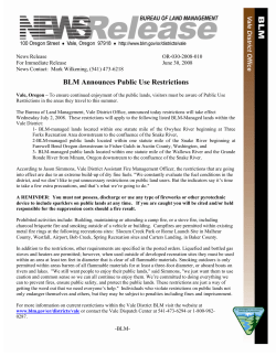 OR-030-2008-010 Public Use Restrictions Announced