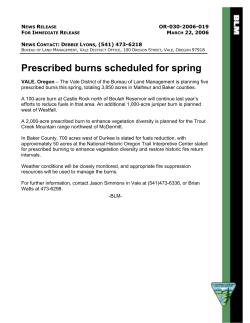 Prescribed burns scheduled for spring