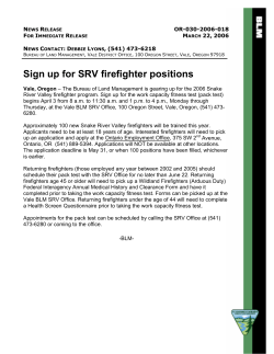 Sign up for SRV firefighter positions