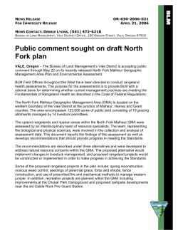Public comment sought on draft North Fork Malheur plan