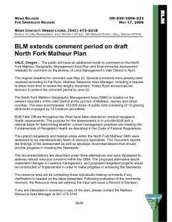 BLM extends comment period on draft North Fork Malheur Plan