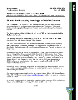 BLM to hold scoping meetings in Vale/McDermitt