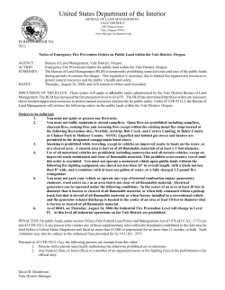 Emergency Fire Prevention Orders for Vale District