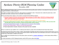 Spokane District Planning Update, November 2008