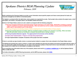 Spokane District Planning Update, February 2009