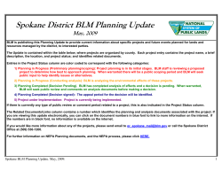 Spokane District Planning Update, May 2009