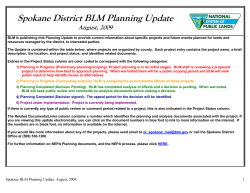 Spokane District Planning Update, August 2009