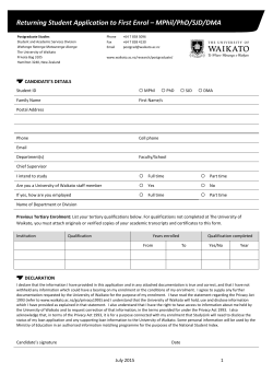 Application to Enrol for Returning Students