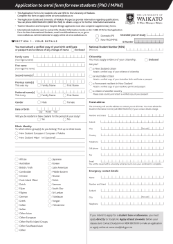 Application to Enrol for New Domestic Students