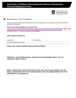 UoW International Excellence Personal Statement form,