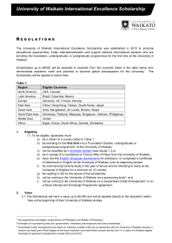 University of Waikato International Excellence Scholarship