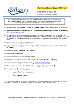 Subdivision Plat PDP Submittal Checklist