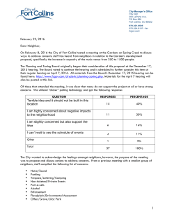 Summary letter for the February 8, 2016 neighborhood meeting
