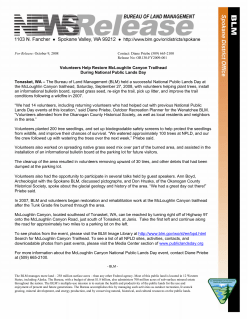 Tonasket, WA - The Bureau of Land Management (BLM) held a successful National Public Lands Day at the McLoughlin Canyon trailhead, Saturday, September 27, 2008, with volunteers helping plant trees, install an informational bulletin board, spread grass seed, re-sign the trail, pick up litter, and improve the trail conditions following a wildfire in 2007.