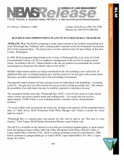 BLM Releases Improvement Plans on Watmough Bay Trailhead