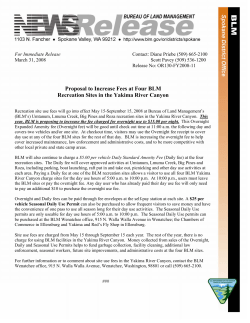 Proposal to Increase Fees at Yakima River Canyon Recreation Sites