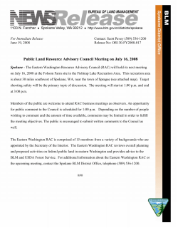 Eastern Washington Resource Advisory Council Meeting July 16