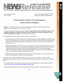 Fire Restrictions on Bureau of Land Management Lands in Eastern Washington