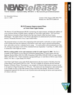 BLM Proposes Improvement Plans at Turn Point Light Station