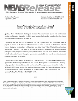 Eastern Washington RAC to Meet in Colville, WA on September 18, 2008